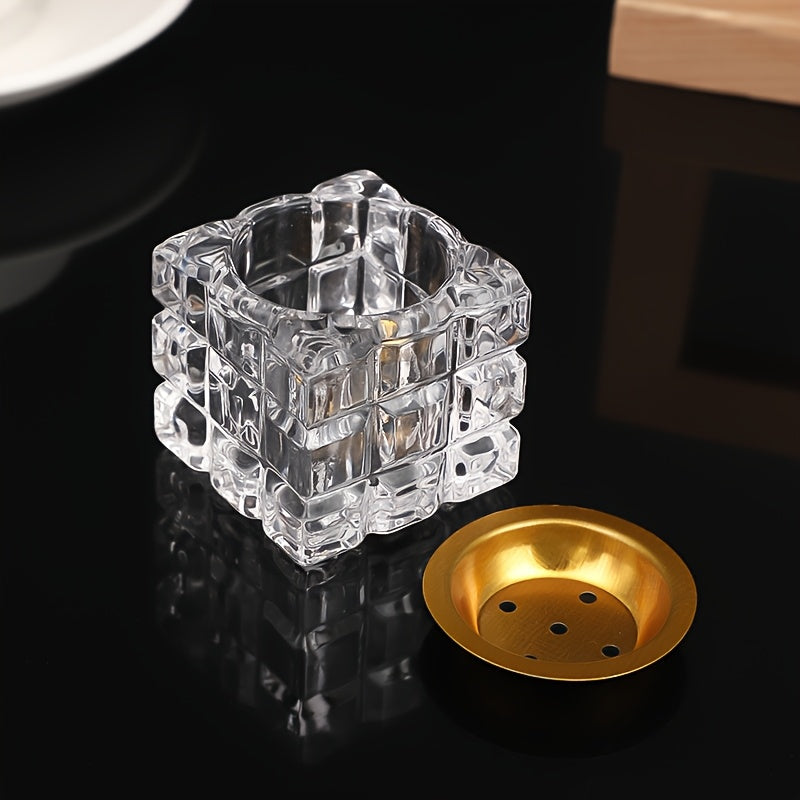 1pc of European-Style Transparent Crystal Glass Ice Cube Aroma Burner for Home Decoration.