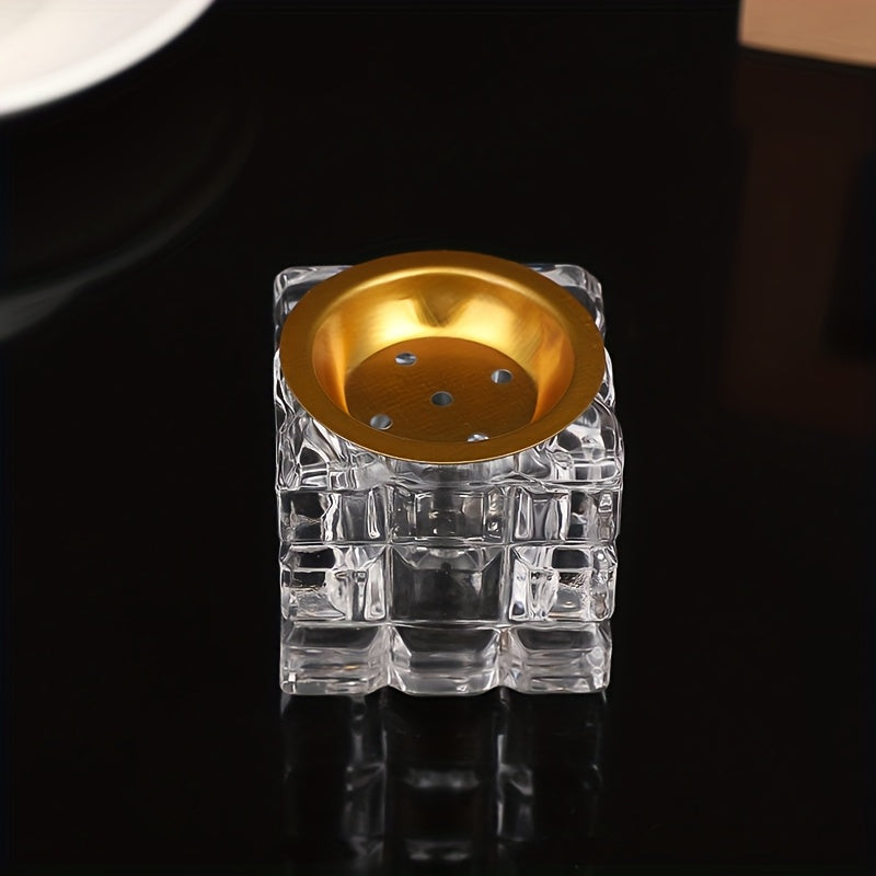 1pc of European-Style Transparent Crystal Glass Ice Cube Aroma Burner for Home Decoration.