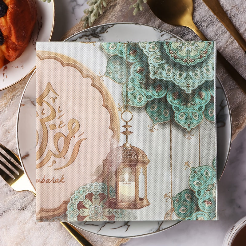 2-Ply Soft Absorbent Paper Napkin, 33cm Square, Ideal for Ramadan Party Table Decor and Eid Al-Fitr Celebrations, General Use