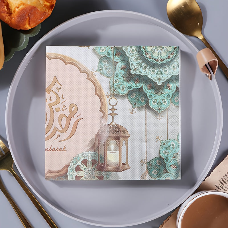 2-Ply Soft Absorbent Paper Napkin, 33cm Square, Ideal for Ramadan Party Table Decor and Eid Al-Fitr Celebrations, General Use