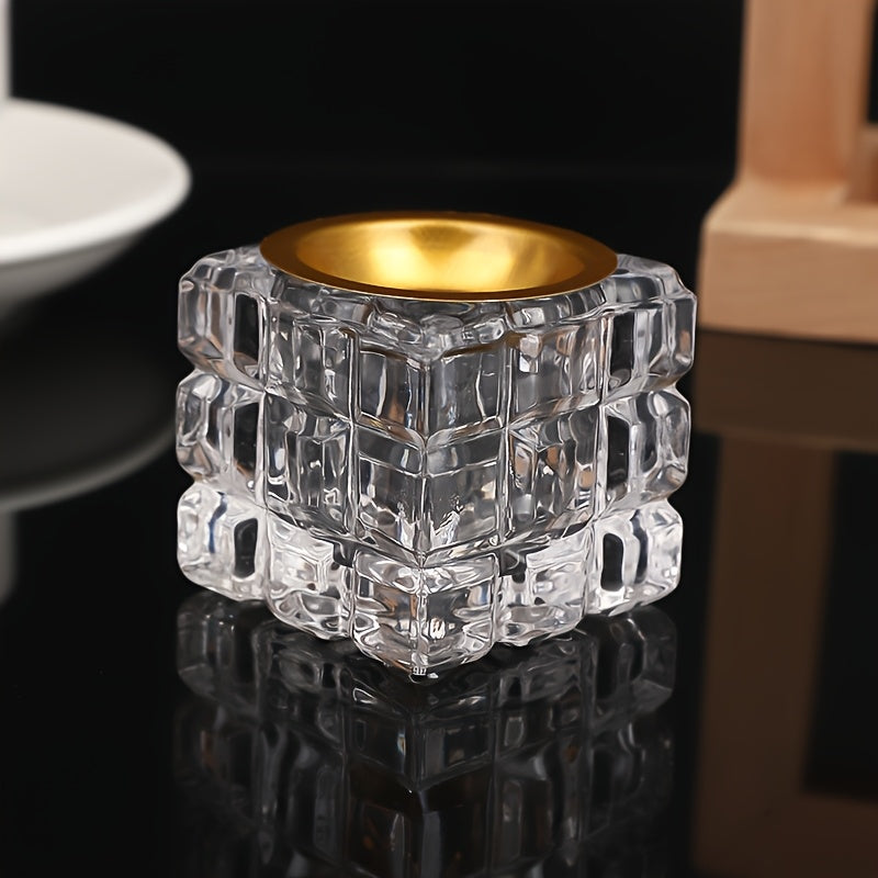 1pc of European-Style Transparent Crystal Glass Ice Cube Aroma Burner for Home Decoration.